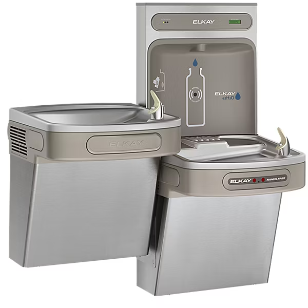 Elkay dual drinking fountain with integrated bottle filler