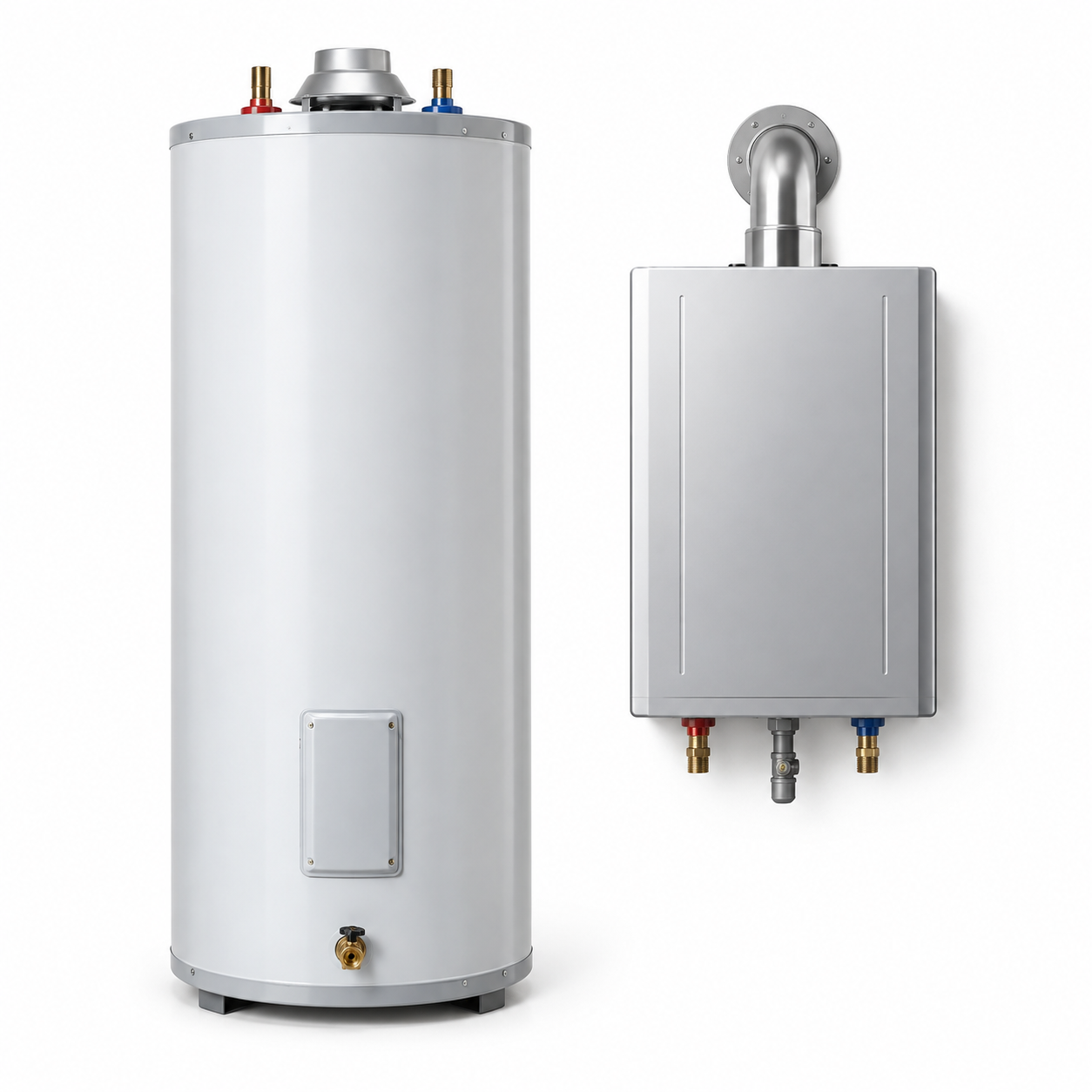 Representative tank and tankless water heaters